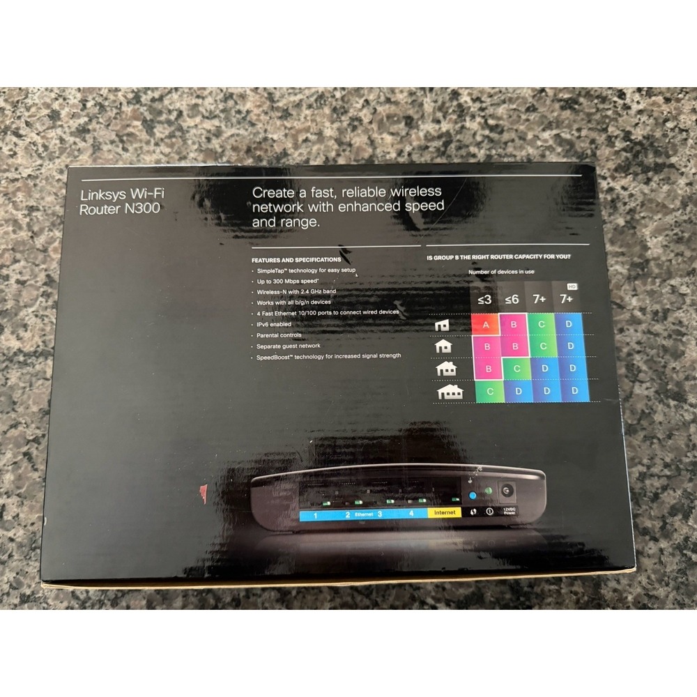Linksys N300 Wi-Fi Router Speed Boost E1500 Pre-Owned - Picture 4 of 4